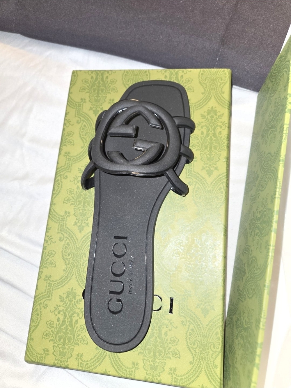 Gucci Black Women's Slide Sandal with Interlocking G